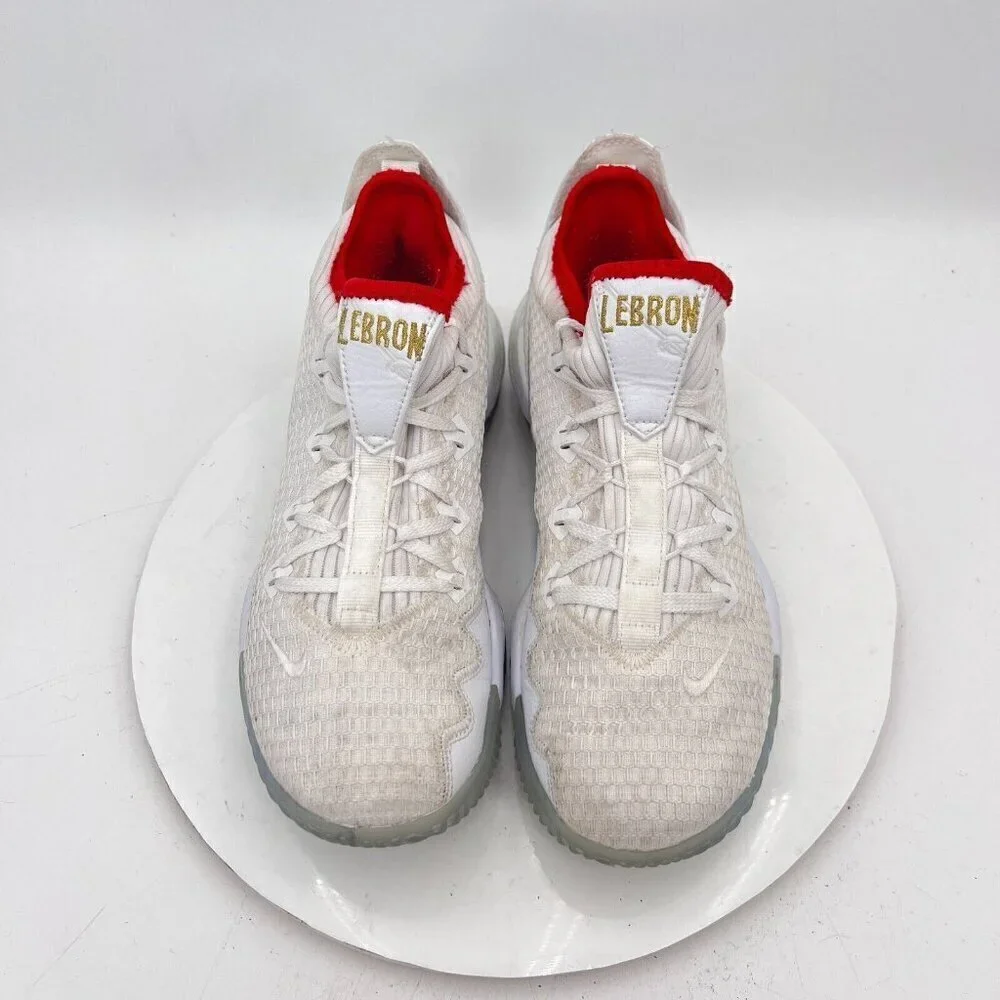 Nike LeBron James 16 Low Men Size 7.5 CI2668-100 Draft Night White Ice Gold Shoe